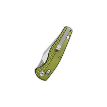 QSP Reptile Folding Knife OD Green Aluminium Handle 14C28N Clip Point Plain Edge QS165-B1