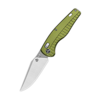 QSP Reptile Folding Knife OD Green Aluminium Handle 14C28N Clip Point Plain Edge QS165-B1