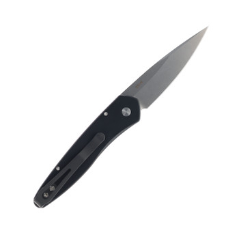 Pro-Tech Newport Auto Knife Black Aluminum/White Micarta Handle S35VN Drop Point Plain Edge 3451