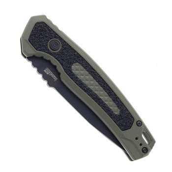 Kershaw Launch 16 Side Opening Auto Knife Olive/Black Aluminum Handle  Tanto M4 Plain Black Blade 7105OLBLK Kershaw Launch 16 Side Opening Auto Knife Olive/Black Aluminum Handle  Tanto M4 Plain Black Blade 7105OLBLK