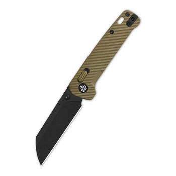 QSP Penguin Glyde Folding Knife Khaki FRN Handle 14C28N Sheepsfoot Plain Black Blade QS130GL-C2