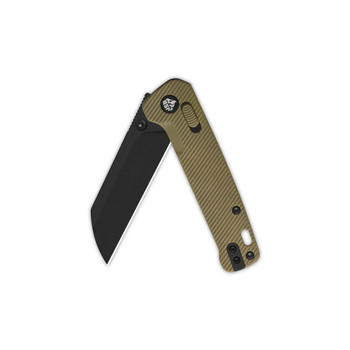 QSP Penguin Glyde Folding Knife Khaki FRN Handle 14C28N Sheepsfoot Plain Black Blade QS130GL-C2