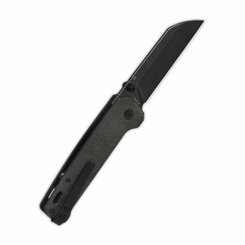 QSP Penguin V2 Folding Knife Dark Brown Micarta Handle D2 Sheepsfoot Plain Black Blade QS130V2-A2