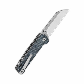 QSP Penguin V2 Folding Knife Denim Micarta Handle D2 Sheepsfoot Plain Edge QS130V2-B1