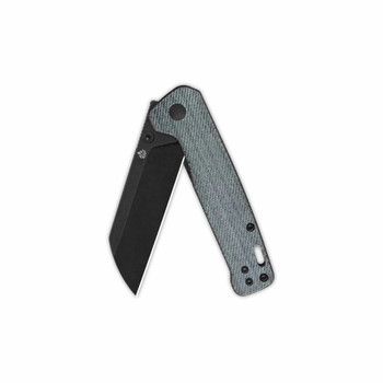 QSP Penguin V2 Folding Knife Denim Micarta Handle D2 Sheepsfoot Plain Black Blade QS130V2-B2