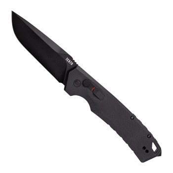 Tekto A3 Delta Automatic Knife Black G10 Handle D2 Drop Point Plain Black Blade Tekto A3 Delta Automatic Knife Black G10 Handle D2 Drop Point Plain Black Blade