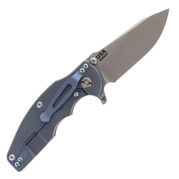 Hinderer Jurassic Slicer Folding Knife Red G10 Battle Blue Titanium Handle Working Finish Magnacut  Hinderer Jurassic Slicer Folding Knife Red G10 Battle Blue Titanium Handle Working Finish Magnacut