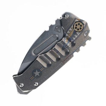 Medford Genesis Folding Knife Warthog/Star-N-Bars/Rivets Titanium Handle S45VN MK0294TD-01TM-TPCP-BN