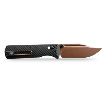 Vosteed Vombat Crossbar Lock Folding Knife Black Aluminum Handle M390 Bowie Plain Edge Copper Dune Finish A4106 Vosteed Vombat Crossbar Lock Folding Knife Black Aluminum Handle M390 Bowie Plain Edge Copper Dune Finish A4106