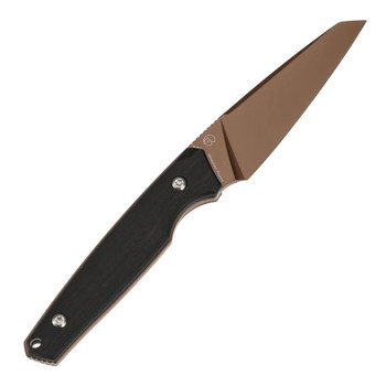 Tenable Parr Fixed Blade Knife Black G10 Handle 14C28N Reverse Tanto Plain Edge Rose Gold Finish G011B2