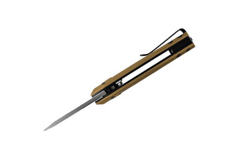 Buck 839 Mini Deploy Auto Knife Bronze Aluminum Handle 154CM Drop Point Plain Black Blade 0839BRS1-B
