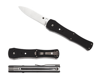 Spyderco Janisong Auto Knife Black G10 Handle S30V Plain Edge C191GP Spyderco Janisong Auto Knife Black G10 Handle S30V Plain Edge C191GP