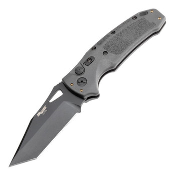 Hogue Sig Auto Knife Grey Polymer Handle S30V Tanto Plain Edge Black Cerokote Finish HO36322