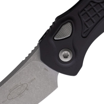 Microtech Brachial Auto Knife Black Aluminum Handle M390 Curved Blade Plain Edge 268A-10 AP Microtech Brachial Auto Knife Black Aluminum Handle M390 Curved Blade Plain Edge 268A-10 AP