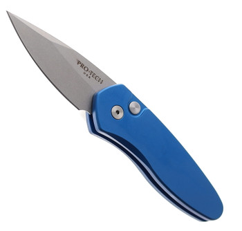 Pro-Tech 2905-BLUE Sprint Auto Knife Blue Aluminum Handle S35VN Spear Point Plain Edge Stonewash Finish