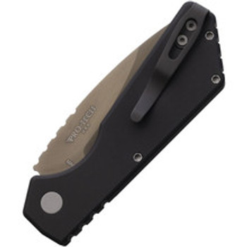 Pro-Tech Strider Pt Auto Knife Black Aluminum Handle Magnacut Plain Smoke Gray Blade