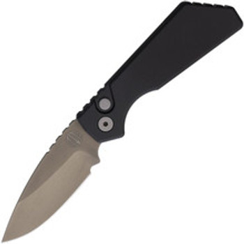 Pro-Tech Strider Pt Auto Knife Black Aluminum Handle Magnacut Plain Smoke Gray Blade