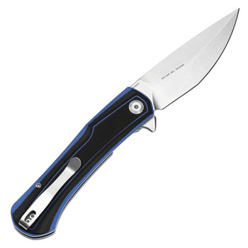 Tenable Kratos Folding Knife Black/Blue G10 Handle Nitro-V Drop Point Plain Edge Stonewash Finish T1024A2