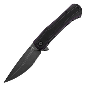 Tenable Kratos Folding Knife Black/Purple G10 Handle Nitro-V Drop Point Plain Edge Blackwash Finish T1024A3