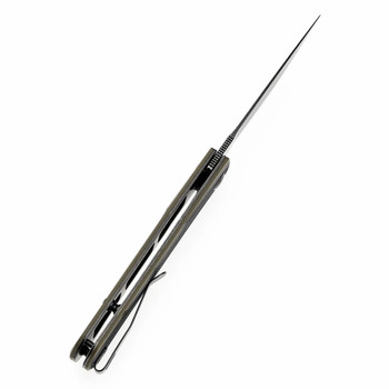 Tenable Kratos Folding Knife Black/Green G10 Handle Nitro-V Drop Point Plain Edge Stonewash Finish T1024A4