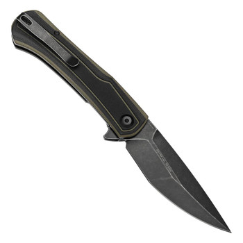 Tenable Kratos Folding Knife Black/Green G10 Handle Nitro-V Drop Point Plain Edge Stonewash Finish T1024A4