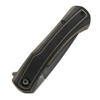 Tenable Kratos Folding Knife Black/Green G10 Handle Nitro-V Drop Point Plain Edge Stonewash Finish T1024A4