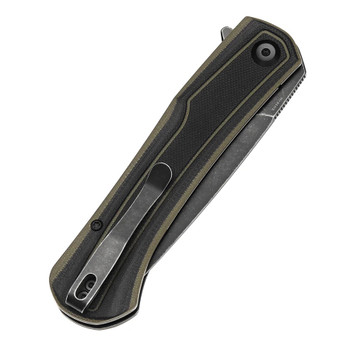 Tenable Kratos Folding Knife Black/Green G10 Handle Nitro-V Drop Point Plain Edge Stonewash Finish T1024A4