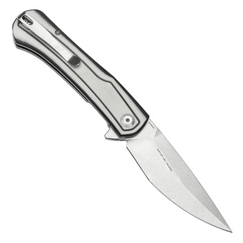 Tenable Kratos Folding Knife Black/White G10 Handle Nitro-V Drop Point Plain Edge Stonewash Finish T1024A5