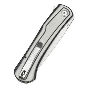 Tenable Kratos Folding Knife Black/White G10 Handle Nitro-V Drop Point Plain Edge Stonewash Finish T1024A5