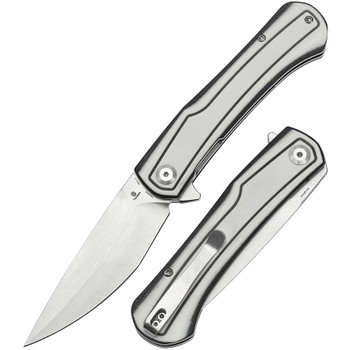 Tenable Kratos Folding Knife Black/White G10 Handle Nitro-V Drop Point Plain Edge Stonewash Finish T1024A5