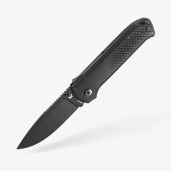 Flytanium Arcade Lite Shark Lock Folding Knife Smoke Black Poly Handle Black DLC AUS-10 A Drop Point Blade 1395SB