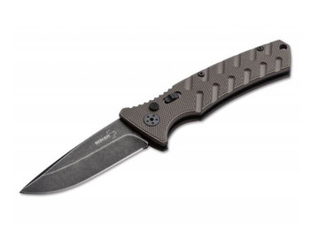 Boker Strke Auto Knife Coyote Brown Aluminum Handle D2 Plain Edge BO01BO459 Boker Strke Auto Knife Coyote Brown Aluminum Handle D2 Plain Edge BO01BO459