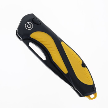 Defcon Black Fang Folding Knife Black/Yellow G10 Handle M-Cut Drop Point Plain Black Blade TD1002BKYL