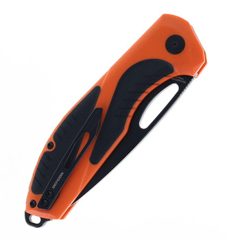 Defcon Black Fang Folding Knife Black/Orange G10 Handle M-Cut Drop Point Plain Black Blade TD1002OGBK
