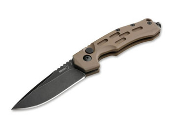 Boker Thunder Storm Auto Knife Coyote Bronze Aluminum Handle AUS8 Plain Gray Blade 01BO794