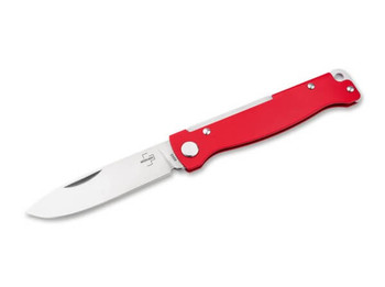 Boker Atlas Folding Knife Red Stainless Steel Handle 12C27 Plain Edge 01BP0013