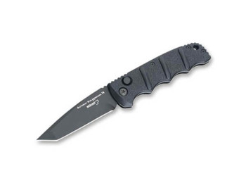 Boker KALS74 Auto Knife Black Aluminum Handle D2 Tanto Plain Black Blade 01KALS101