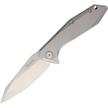 Ruike P135 Beta Plus Frame Lock Folding Knife Matte Stainless Handle Plain Edge Satin Finish P135SF
