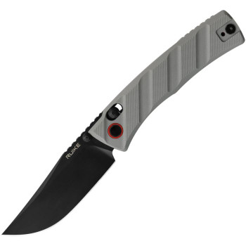 Ruike P856 Crossbar Lock Folding Knife Gray G10 Handle 14C28N Plain Edge Black Finish RKEP856K