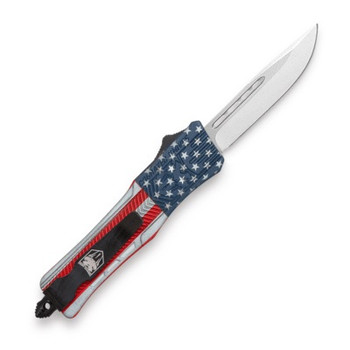 Cobra Tec Medium CTK-1 Cerakote American Flag OTF Knife Aluminum Handle Plain D2 Blade MUSACTK-1MDNS