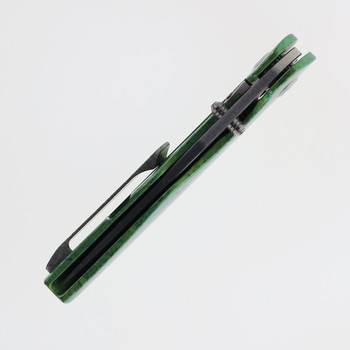 Tuya Vortex Model 2 Folding Knife M390 Satin Crystallized Titanium Green Handle