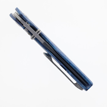 Tuya Vortex Model 2 Folding Knife M390 Satin Crystallized Titanium Dark Blue Handle