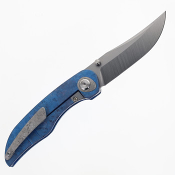 Tuya Vortex Model 2 Folding Knife M390 Satin Crystallized Titanium Dark Blue Handle
