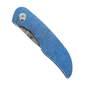 Tuya Vortex Model 2 Folding Knife M390 Satin Crystallized Titanium Dark Blue Handle