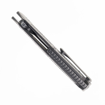 Klaken Knives Folding Knife Titanium/Carbon Fiber Handle 14C28N Plain Edge Bead Blast Finish B06-BK-GY
