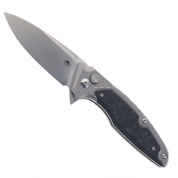 Klaken Knives Folding Knife Black/Silver Titanium/Carbon Fiber Handle M390 Plain Edge Bead Blast Finish B05-BLK-SIL