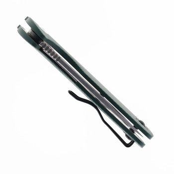 Klaken Knives  Grani Folding Knife Green G10 Handle D2 Plain Edge B04-GRN-SIL