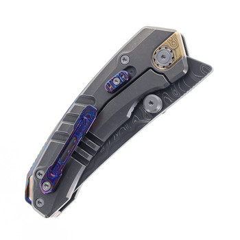 Maxace Blacklight-02 Folding Knife Titanium & Mokume Gane Handle Damascus Blade OM03-1-C