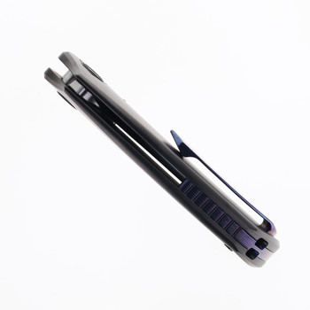 Poikilo Blade Tuna M Midtech Folding Knife Gray Titanium Handle M398 Blade Zircu-ti Clip