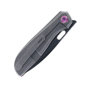 Poikilo Blade Gecko S2 Dark Stonewashed Titanium Folding Knife  Dark Stonewashed M398 Blade